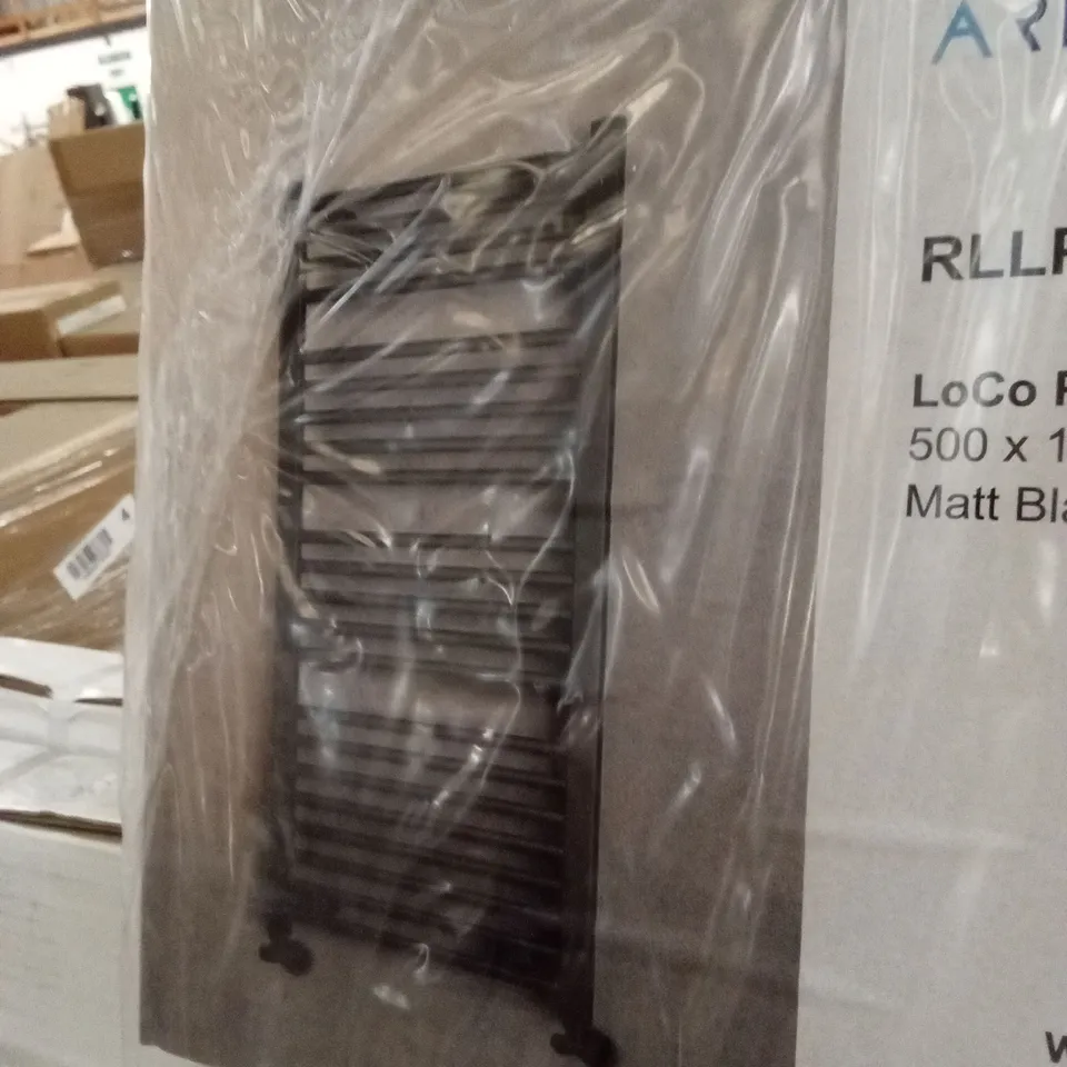 BOXED ARLEY PRO LOCO PREMIER STRAIGHT TOWEL RAIL, MATT BLACK - 500 x 1800mm