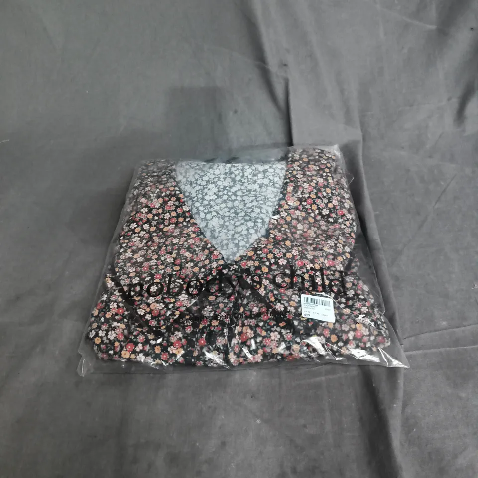 NOBODYS CHILD ISADORA SHIRT – FLORAL PRINT, BLACK, UK 12 (EU 40)