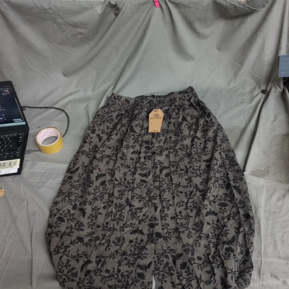 DISTURBIA MORGANNA BUTTON UP MIDI SKIRT - GREEN, UK 10 (US 6 / EU 38)