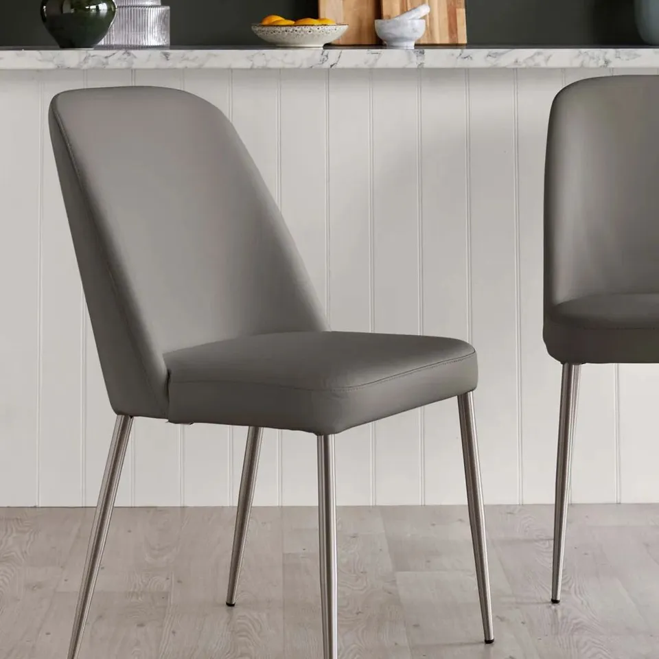 BOXED DANETTI DECO DARK GREY LEATHER DINING CHAIR