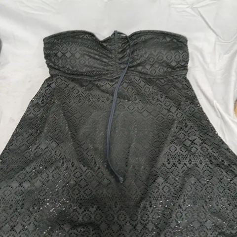 CROCHET HALTER SWIM DRESS - BLACK - SIZE 16