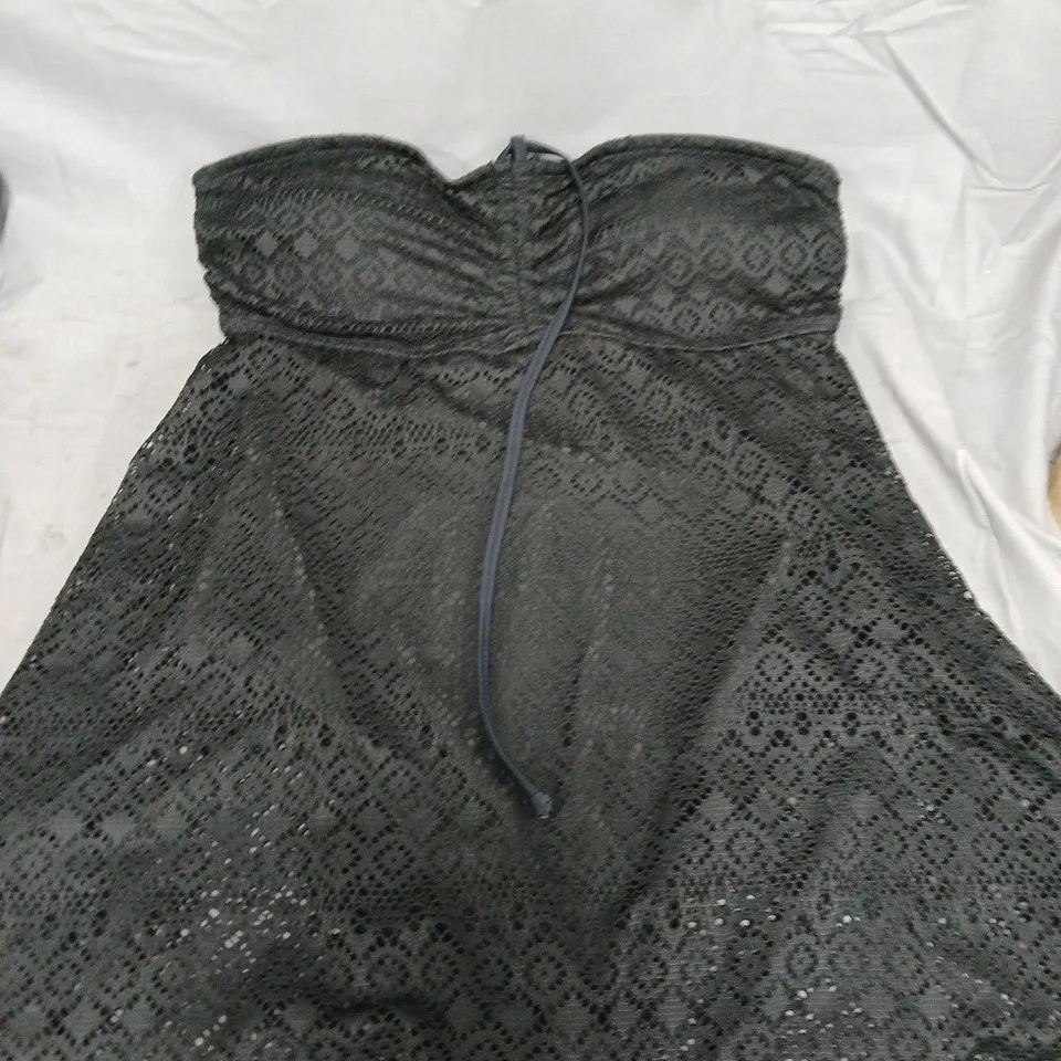 CROCHET HALTER SWIM DRESS - BLACK - SIZE 16