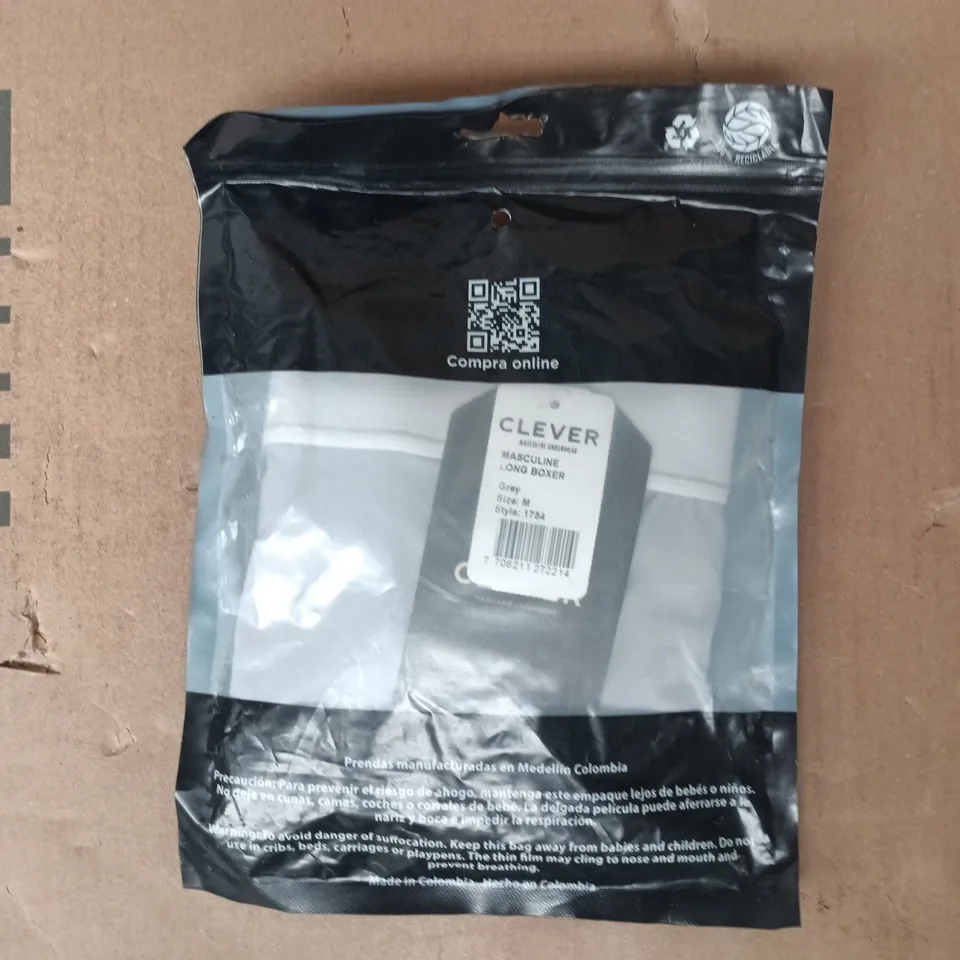 BAGGED CLEVER MASCULINE LONG BOXERS IN GREY SIZE MEDIUM