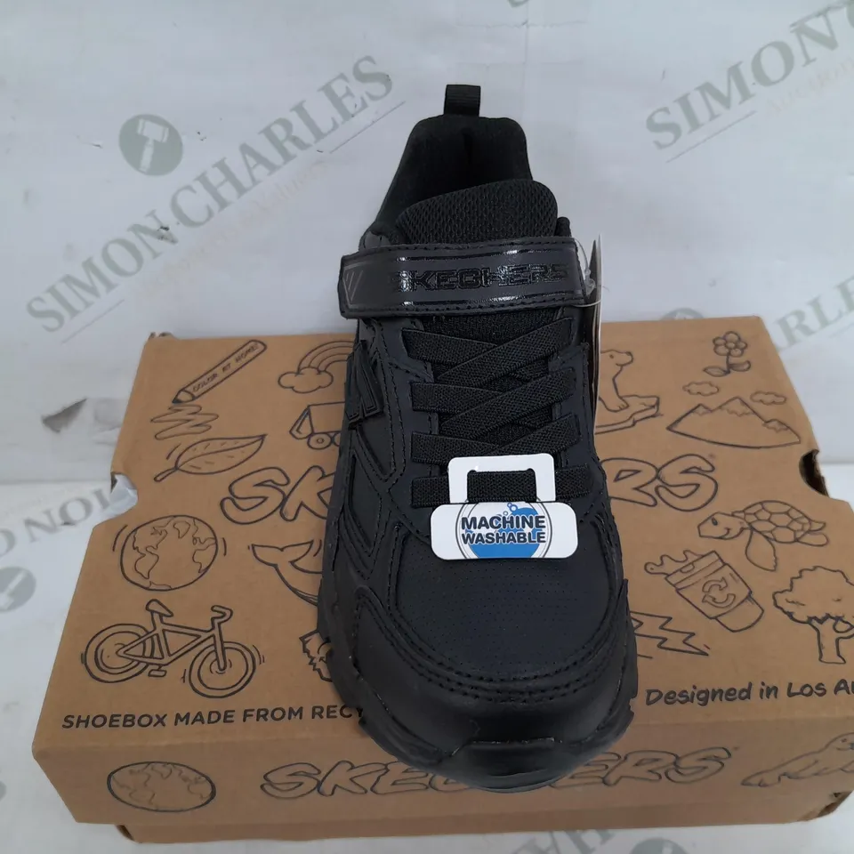 PAIR OF SKETCHERS MEMORY FOAM VELCRO TRAINERS IN BLACK - KIDS UK 13.5