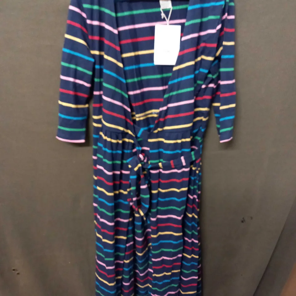 FRUGI BLOOM RICO WRAP DRESS INDIGO RAINBOW STRIPE - SIZE 16