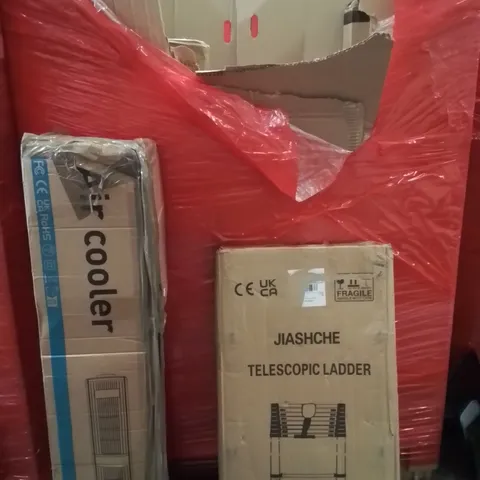 PALLET OF ASSORTED HOUSEHOLD GOODS AND PRODUCTS TO INCLUDE;TELESCOPIC LADDER,AIR COOLER,OTTOMAN BED