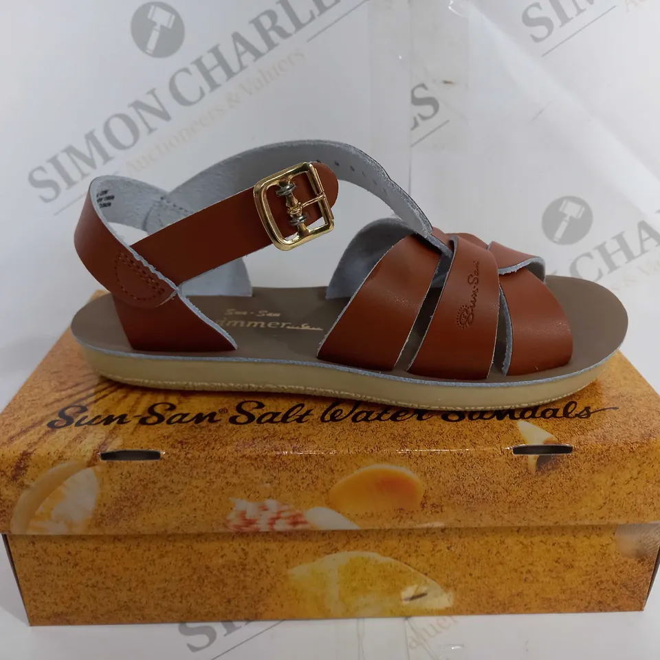 BOXED SUN SAN SALT WATER SANDAL SWIMMER IN BROWN - UK 12 