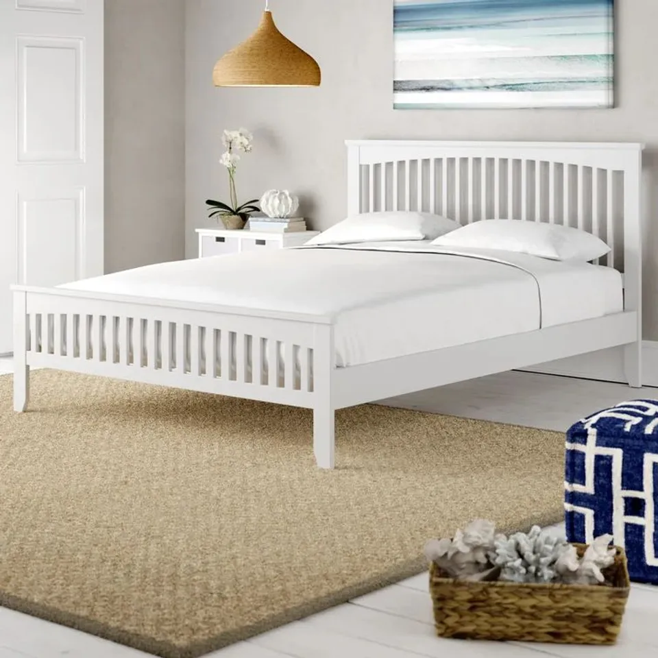 BOXED DESIGNER ALYN KINGSIZE BEDFRAME WHITE (2 BOXES)