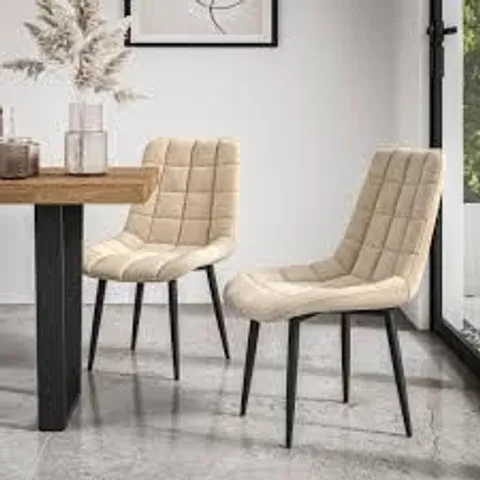 BOXED SET OF 4 NOVA VELVET DINING CHAIRS - BEIGE (1 BOX)