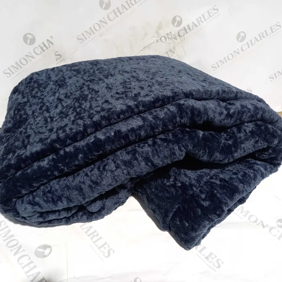 COZEE HOME LUXURY TEDDY FLEECE THROW WITH VELVETSOFT - NAVY