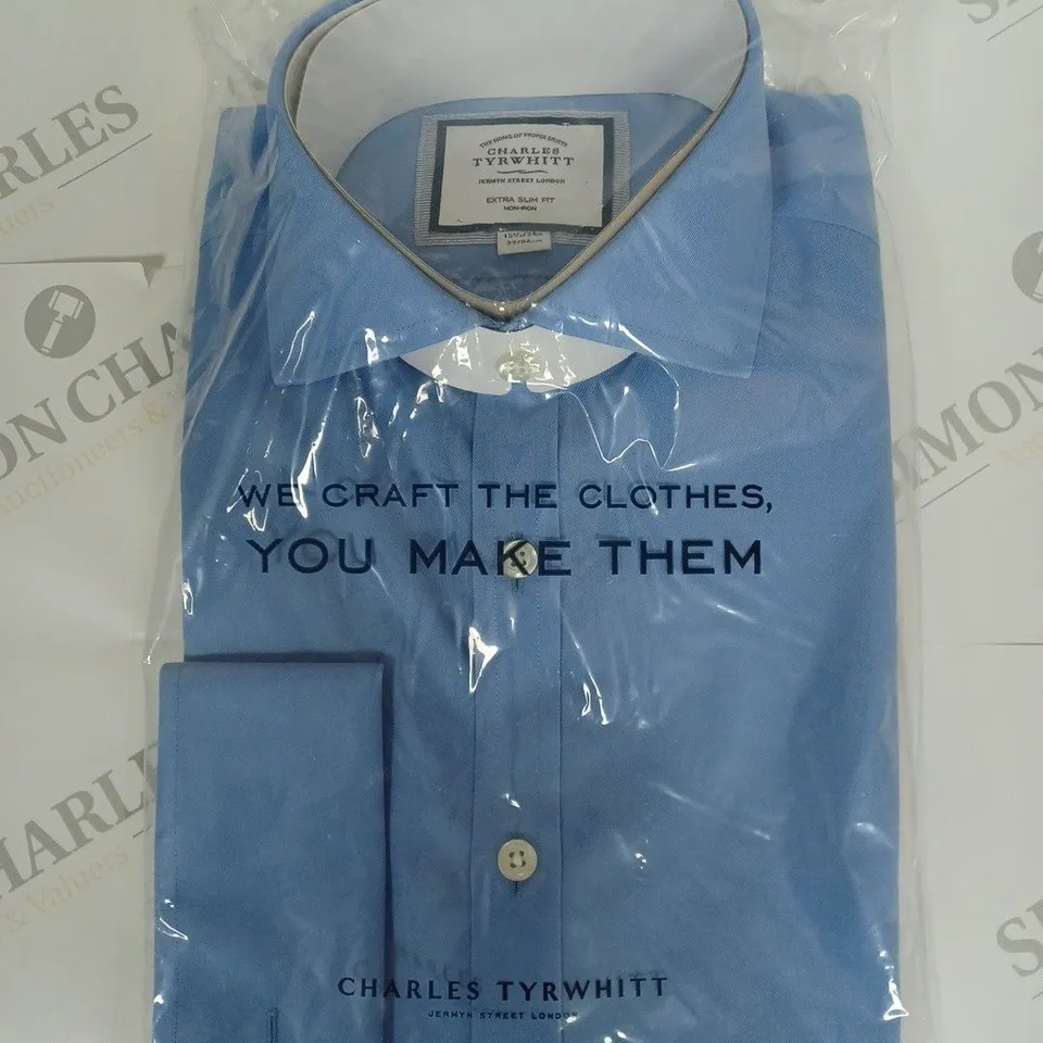 CHARLES TYRWHITT EXTRA SLIM FIT SHIRT IN CORNFLOWER BLUE IN 15.5/39