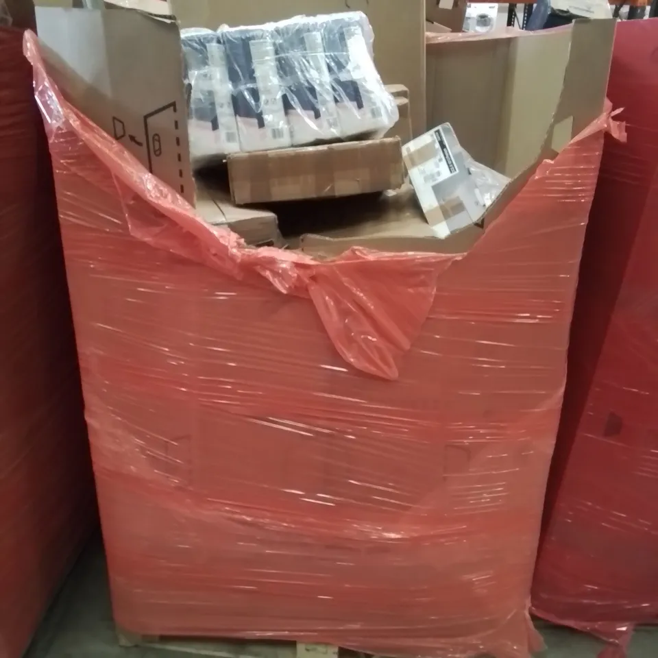 PALLET CONTAINING VARIOUS ASSORTED BOXED HOUSEHOLD ITEMS TO INCLUDE: MULTIGYM, KITCHEN ROLLS, WORLD MAP, FIRE STARTERS ETC.