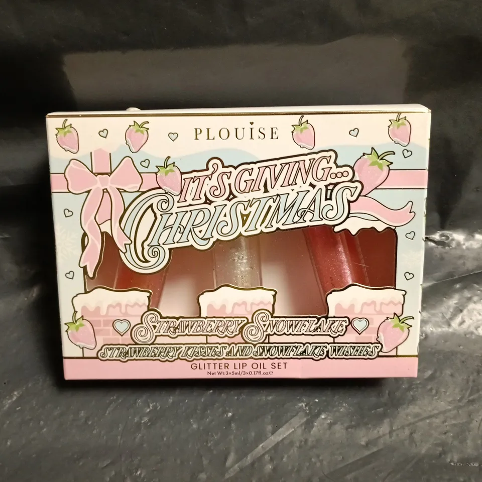 PLOUISE STRAWBERRY SNOWFLAKE GLITTER LIP OIL SET