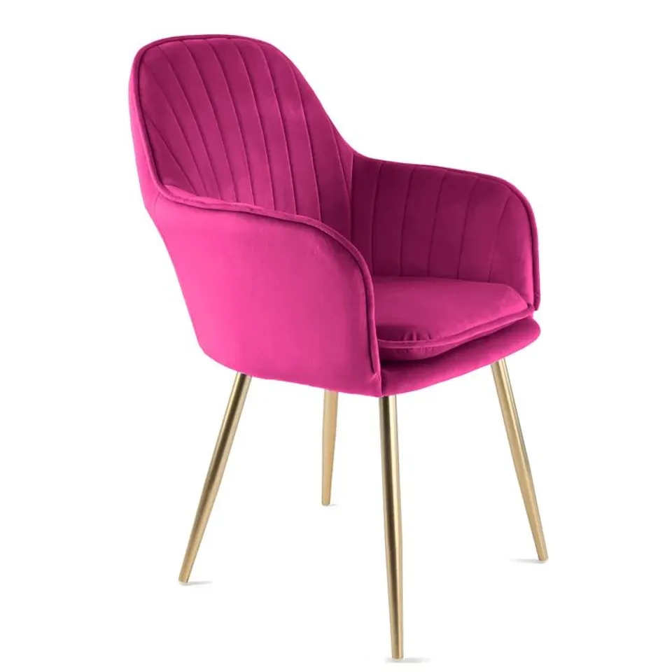 BOXED ARIELLA UPHOLSTERED ARM CHAIR PINK VELVET (1 BOX)