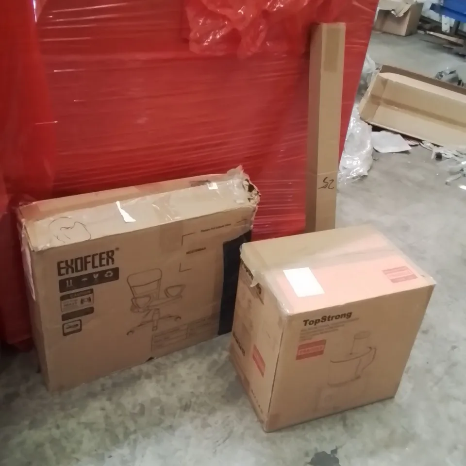 PALLET OF ASSORTED HOUSEHOLD GOODS AND PRODUCTS TO INCLUDE;OFFICE CHAIR,JUICER