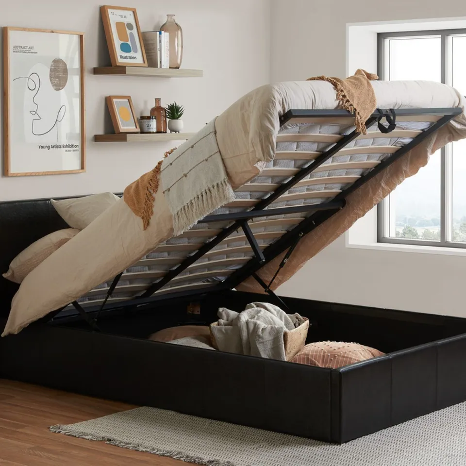 BOXED BIRLEA BERLIN KING OTTOMAN BED - BROWN (2 BOXES)