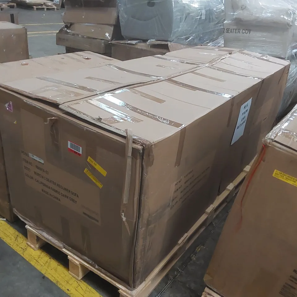 BOXED QUALITY MURCIA 3 SEATER RECLINER SOFA - CALIFORNIA FABRIC DARK GREY DESIGNER MANUAL RECLINER SOFA