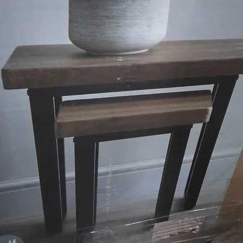 BOXED FREDDIE NEST OF TABLES RUSTIC WOOD EFFECT