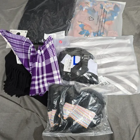 APPROXIMATELY 35 ASSORTED CLOTHING ITEMS IN VARIOUS SIZES, STYLES & COLOURS TO INCLUDE DRESSES, TOPS, SOCKS, ETC - COLLECTION ONLY