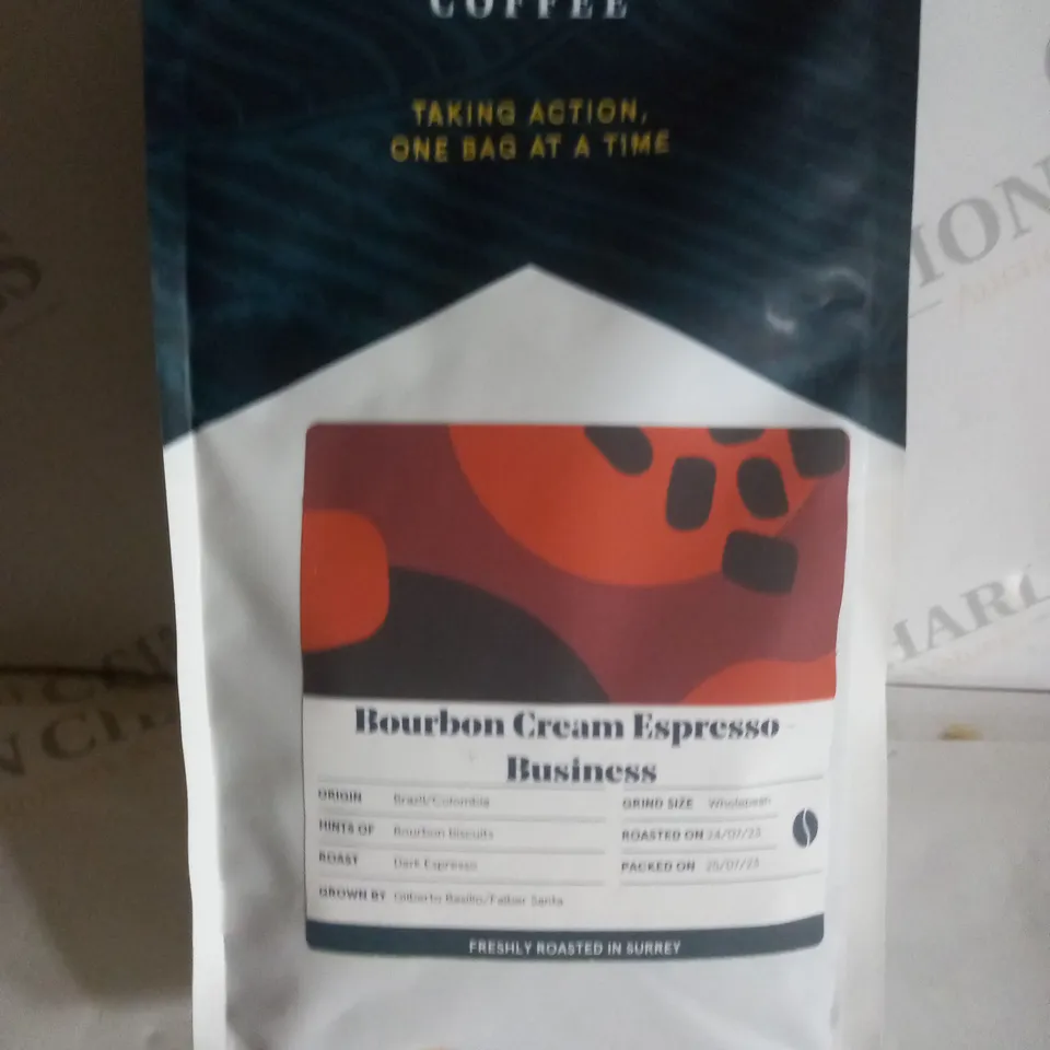BOX OF APPROX 5 BAGS OF PACT COFFEE BOURBON CREAM ESPRESSO BUSINESS 