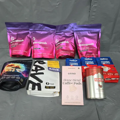 APPROXIMATELY 8 ASSORTED COFFEE PRODUCTS TO INCLUDE SPACEGOODS, MYRACLE, AND GRIND ETC.