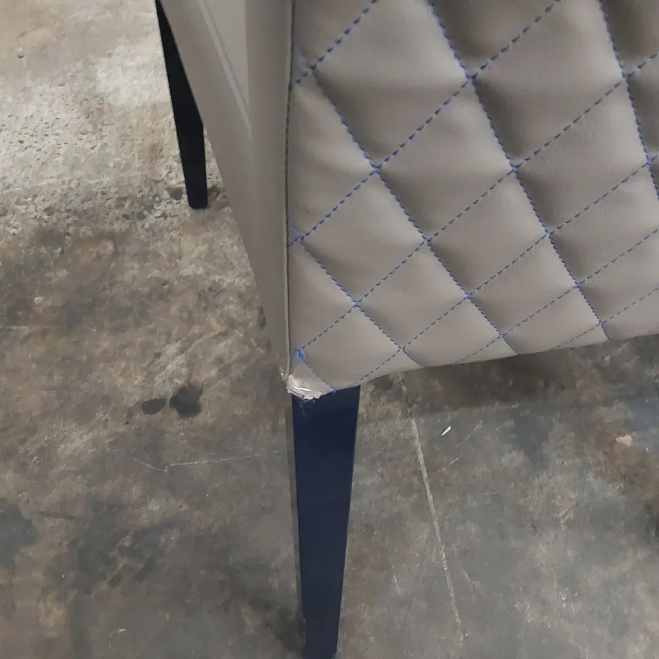 DESIGNER FAUX LEATHER BROWN/BLUE DINING CHAIRS - SET OF 2 (2 ITEMS)