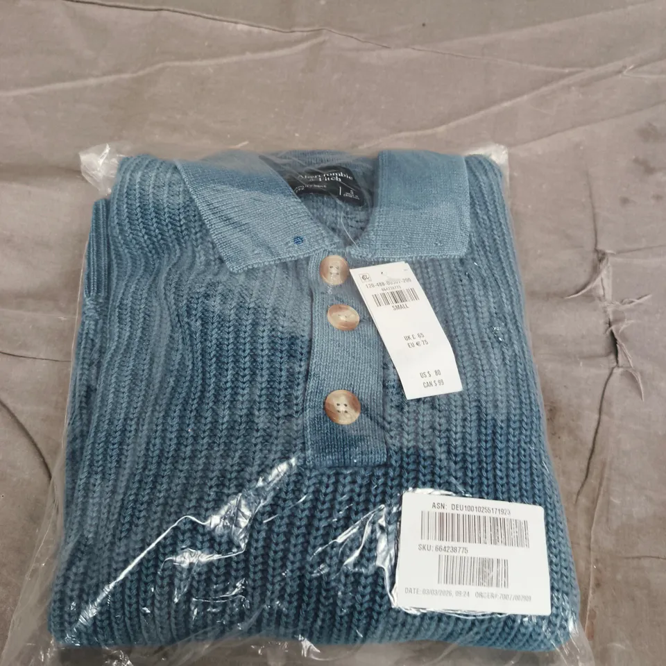 ABERCROMBIE & FITCH KNIT CARDIGAN – BLUE, SIZE SMALL