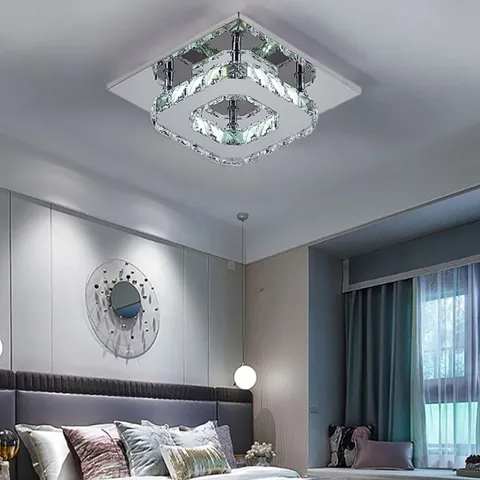 BOXED LIVING AND HOME CIRCLE CRYSTAL LED CEILING LIGHT (1 BOX)