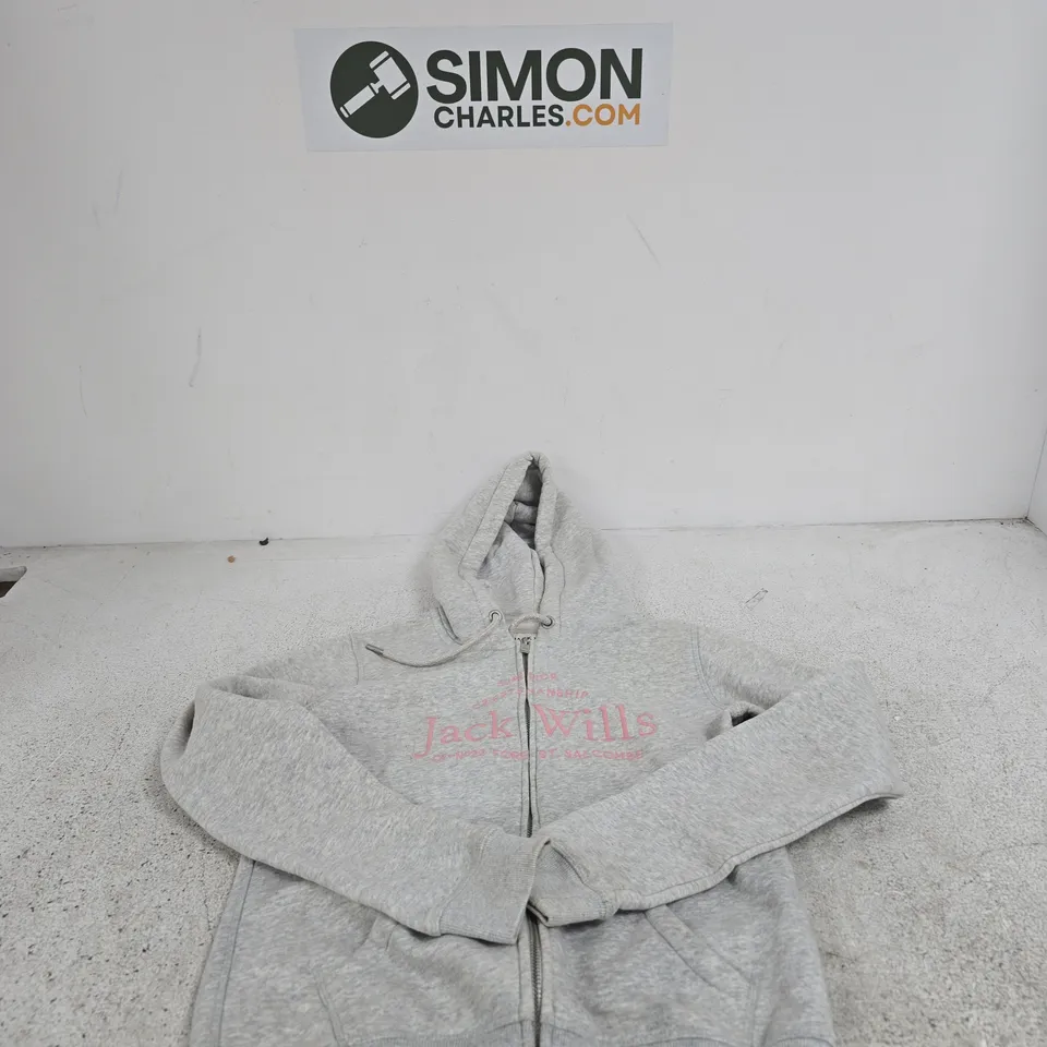JACK WILLS GREY HOODIE, UK 6 (US 2) – ZIP FRONT, HOODED