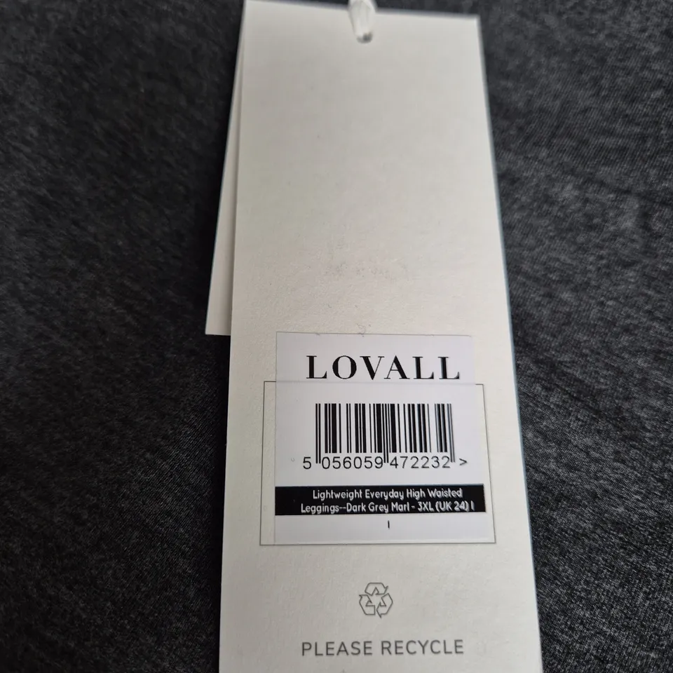 LOVALL LIGHTWEIGHT EVERYDAY HIGH WAISTED LEGGINGS – DARK GREY MARL - SIZE 3XL