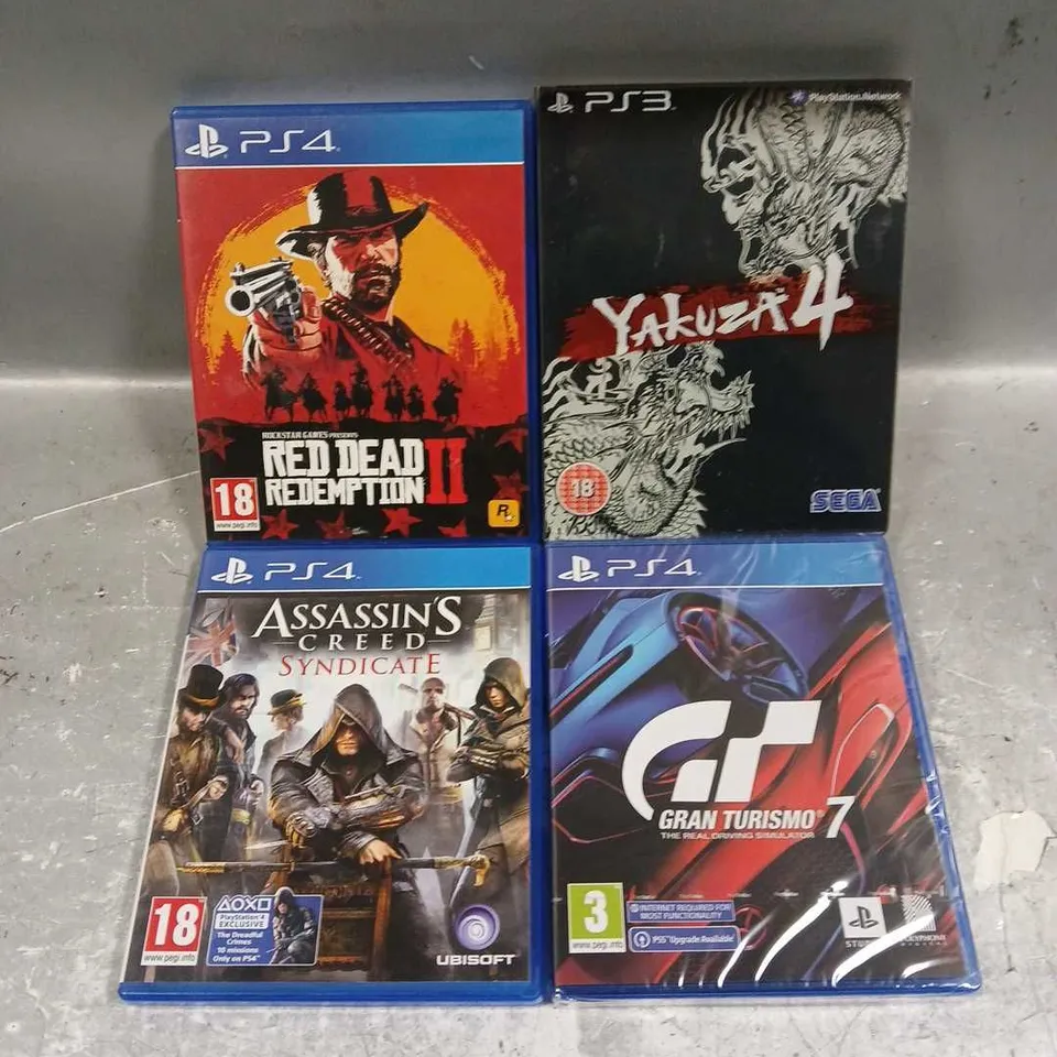 APPROXIMATELY 10 ASSORTED PS4/3 VIDEO GAMES TO INCLUDE BATMAN, RED DEAD REDEMPTION 2, WORLD WAR Z ETC 