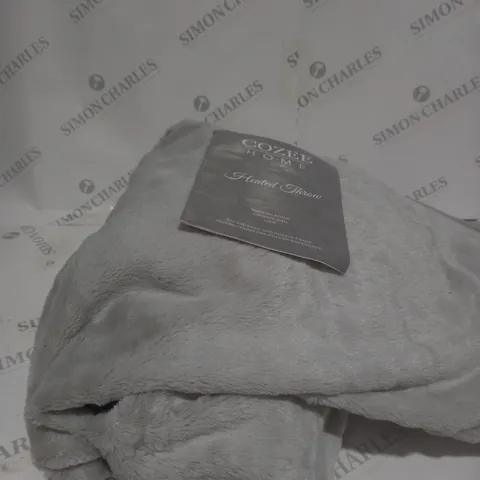 BOXED COZEE HOME VELVETSOFT HEATED THROW IN LIGHT GREY