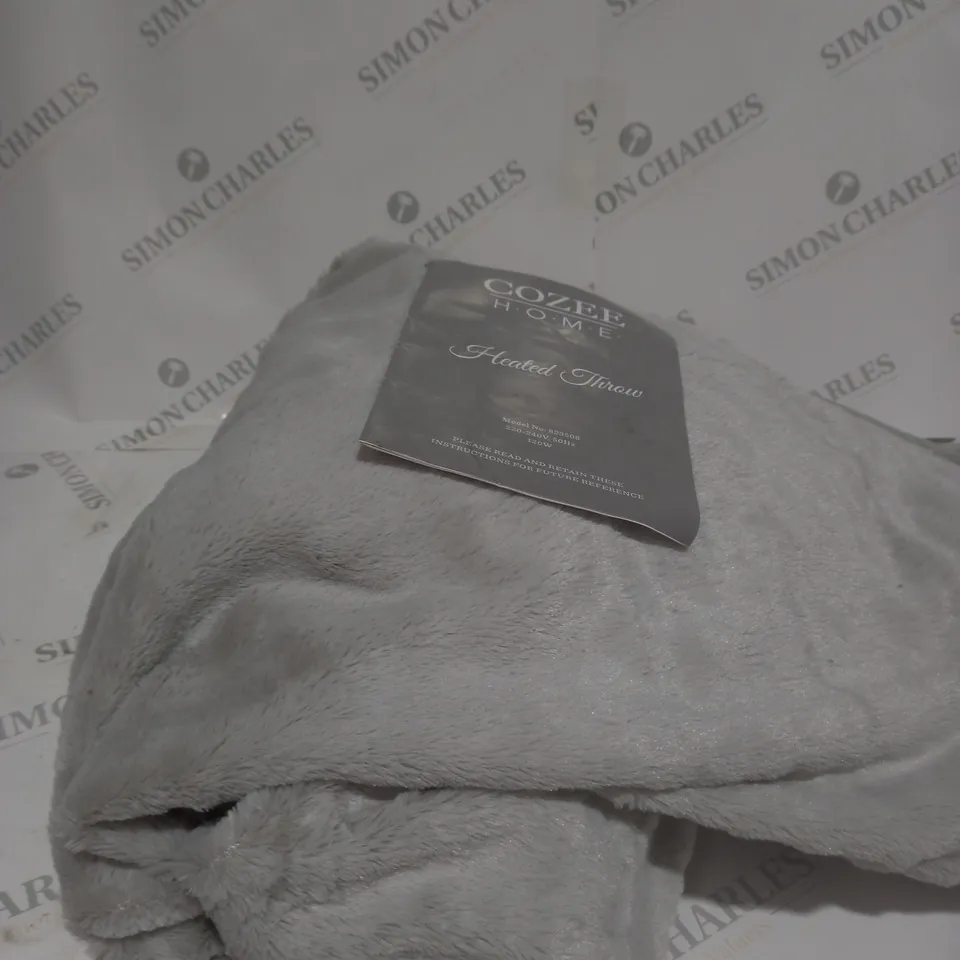 BOXED COZEE HOME VELVETSOFT HEATED THROW IN LIGHT GREY