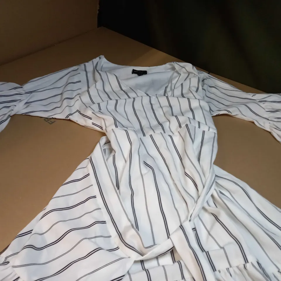 LIPSY CREAM/BLACK STRIPED DRESS - SIZE 10