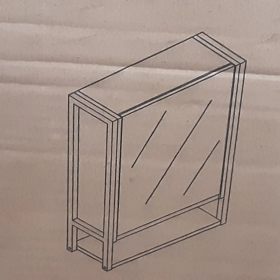 BOXED SINGLE MIRROR DOOR CABINET IN WOOD EFFECT / BLACK 