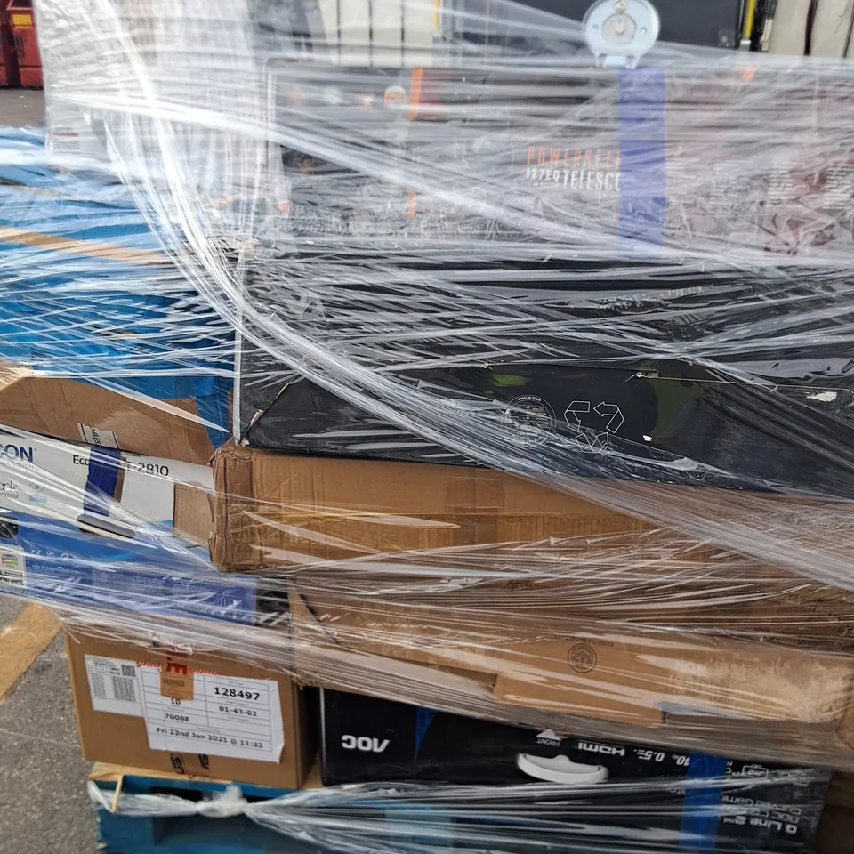 PALLET CONTAINING APPROXIMATELY 19 ASSORTED TECH ITEMS TO INCLUDE ALPINE SPEAKERS, G-MASTER MONITOR AND LANEY AMPLIFIER
