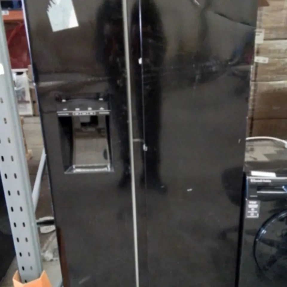 HISENSE RS694N4TBE FREESTANDING AMERICAN SIDE - BY - SIDE DOOR AMERICAN FRIDGE FREEZER 562L, BLACK, WITH NON-PLUMBED WATER AND ICE DISPENSER, BLACK, 91 × 178.65 × 68.9 CM (W×H×D) [ENERGY CLASS E]