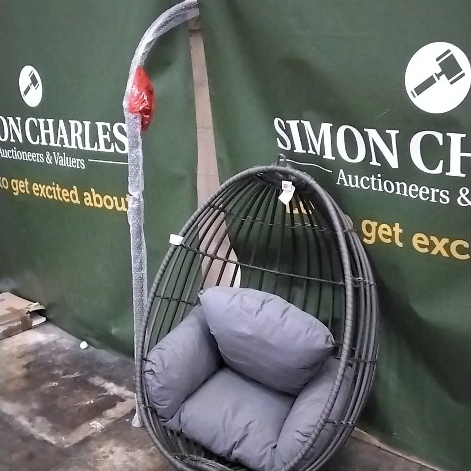 DESIGNER GARDEN EGG SEAT WITH CUSHION AND STAND POLE