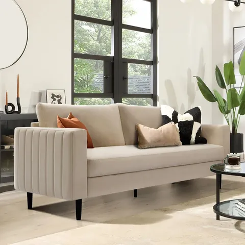 BOXED LANA 3 SEATER SOFA - CHAMPAGNE CLASSIC VELVET
