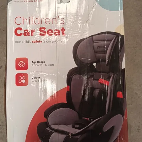 BOXED KEPLIN CHILDREN'S CAR SEAT GREY AND BLACK 