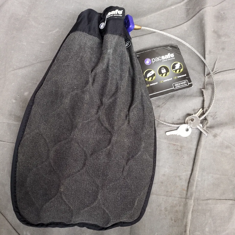 PACSAFE TRAVEL SECURITY POUCH WITH CABLE LOCK – BLACK 