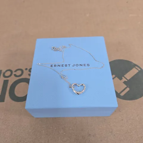 ERNEST JONES 9CT WHITE GOLD OPEN HEART PENDANT