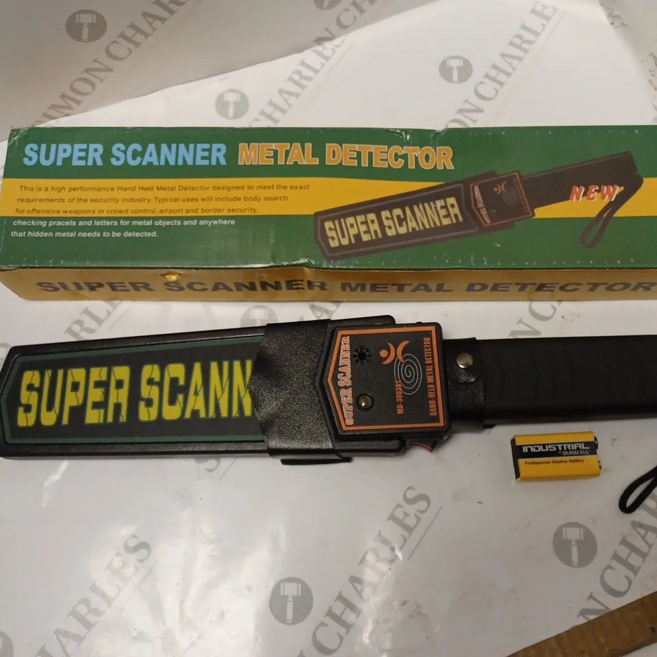 BOXED SUPER SCANNER HANDHELD METAL DETECTOR, DESIGNED FOR THE SECURITY INDUSTRY. WITH BATTERY