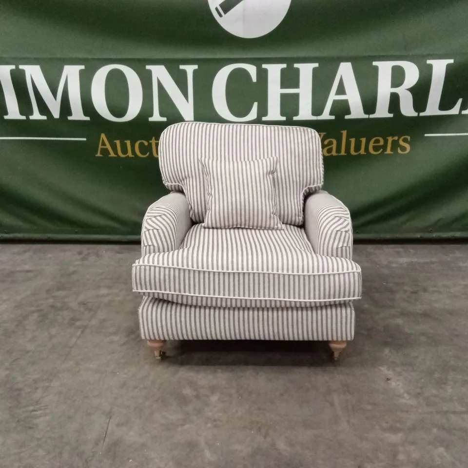 BAY STRIPE FABRIC ARMCHAIR RRP £479