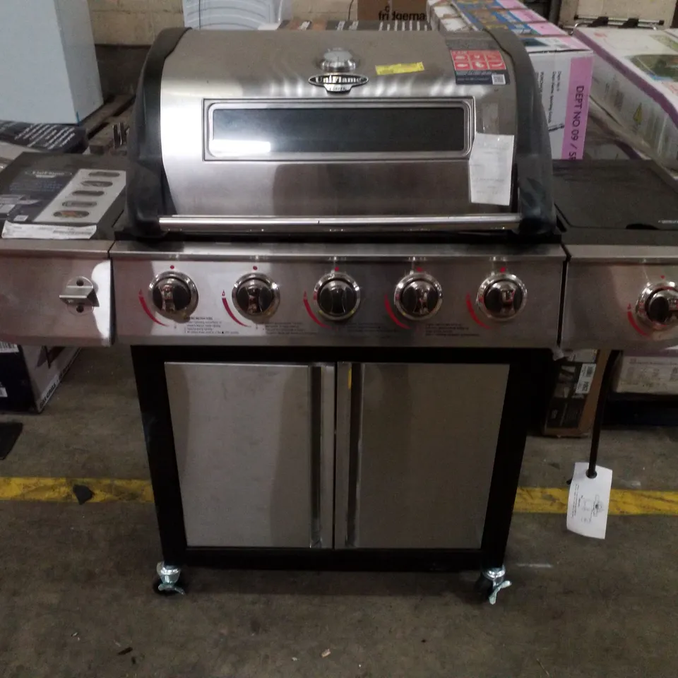 UNIFLAME CLASSIC 5 BURNER GLASS WINDOW GAS GRILL WITH SIDE BURNER
