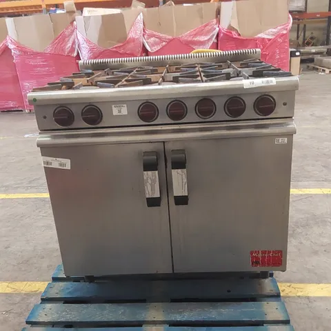 STAINLESS STEEL COMMERCIAL 6 GAS BURNER DOUBLE OVEN