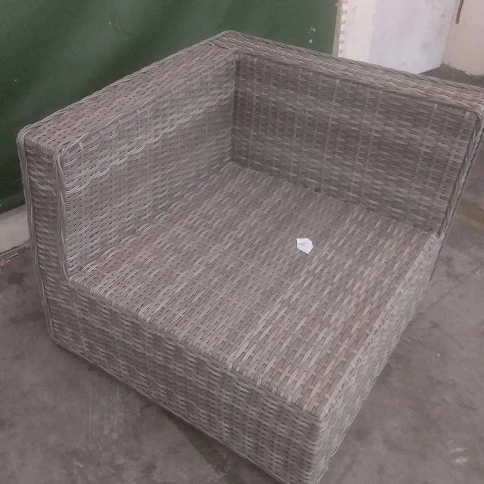 RATTAN EFFECT GREY GARDEN SOFA SECTION