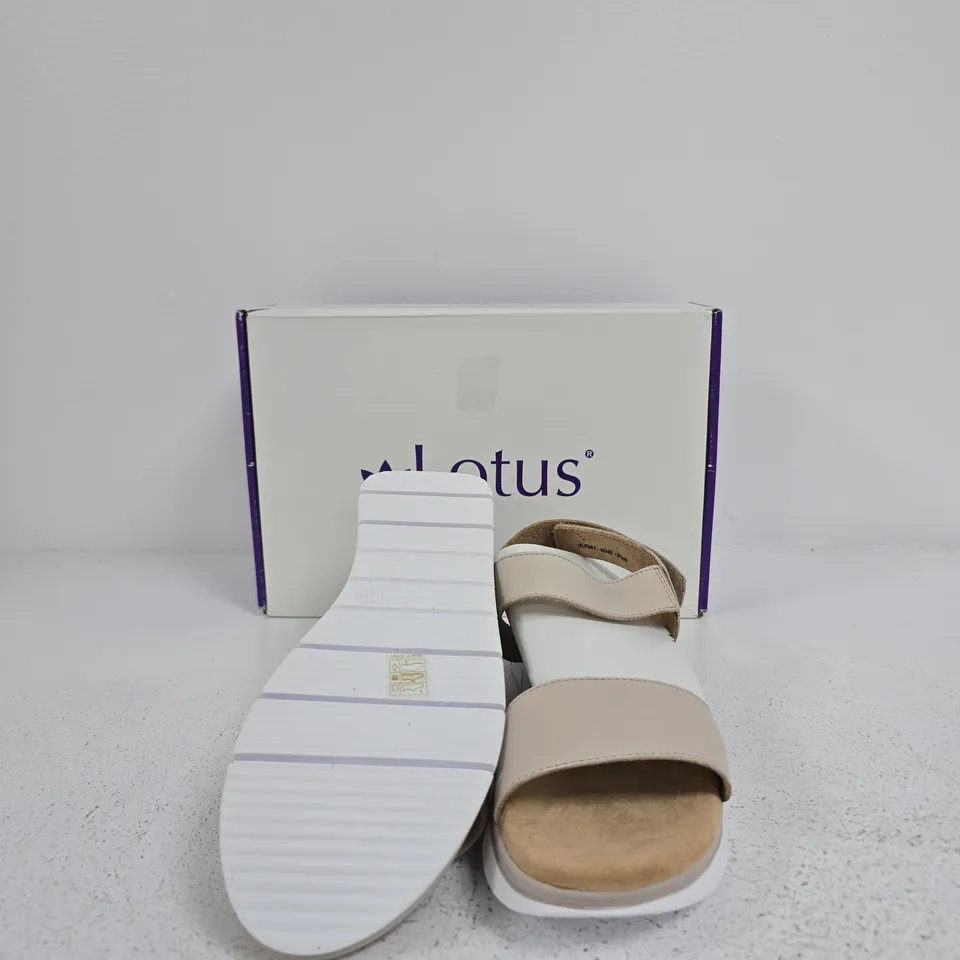LOTUS WOMEN’S SANDALS – STONE BEIGE, TWO-STRAP SLIDES, EU 40
