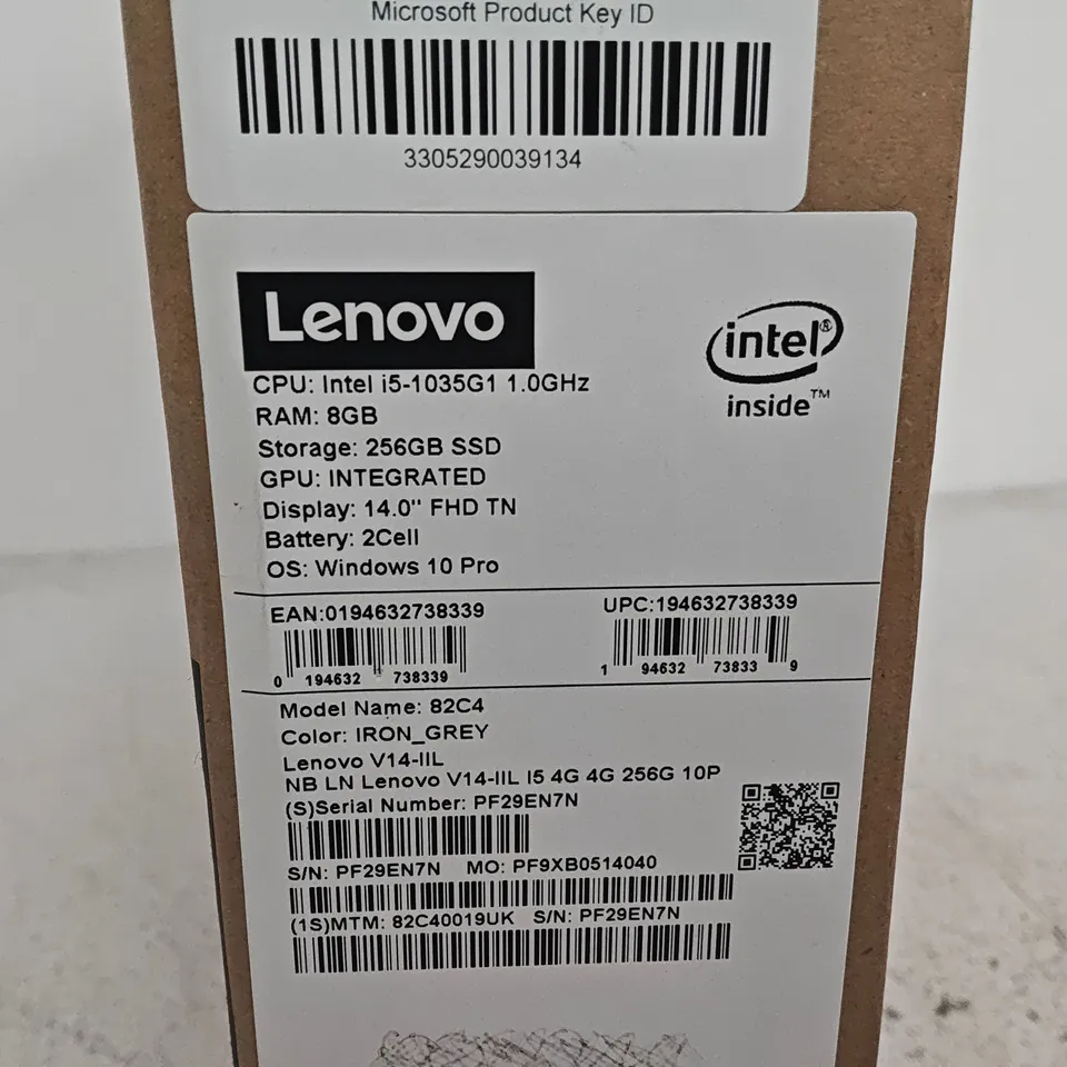 BOXED LENOVO V14-IIL 8GB RAM 256GB SSD LAPTOP IN IRON GREY