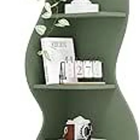 BOXED TRIBESIGNS CORNER SHELF, MODERN 5-TIER WALL CORNER BOOKSHELF - SAGE GREEN